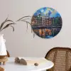 Grachten Amsterdam - Huizen - Stad - Kleurrijk Wandcirkel kunststof plaat 5mm dik klein -sfeer4