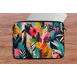 Schilderij - Abstract - Bloemen - Roze laptophoes neopreen klein -tafel