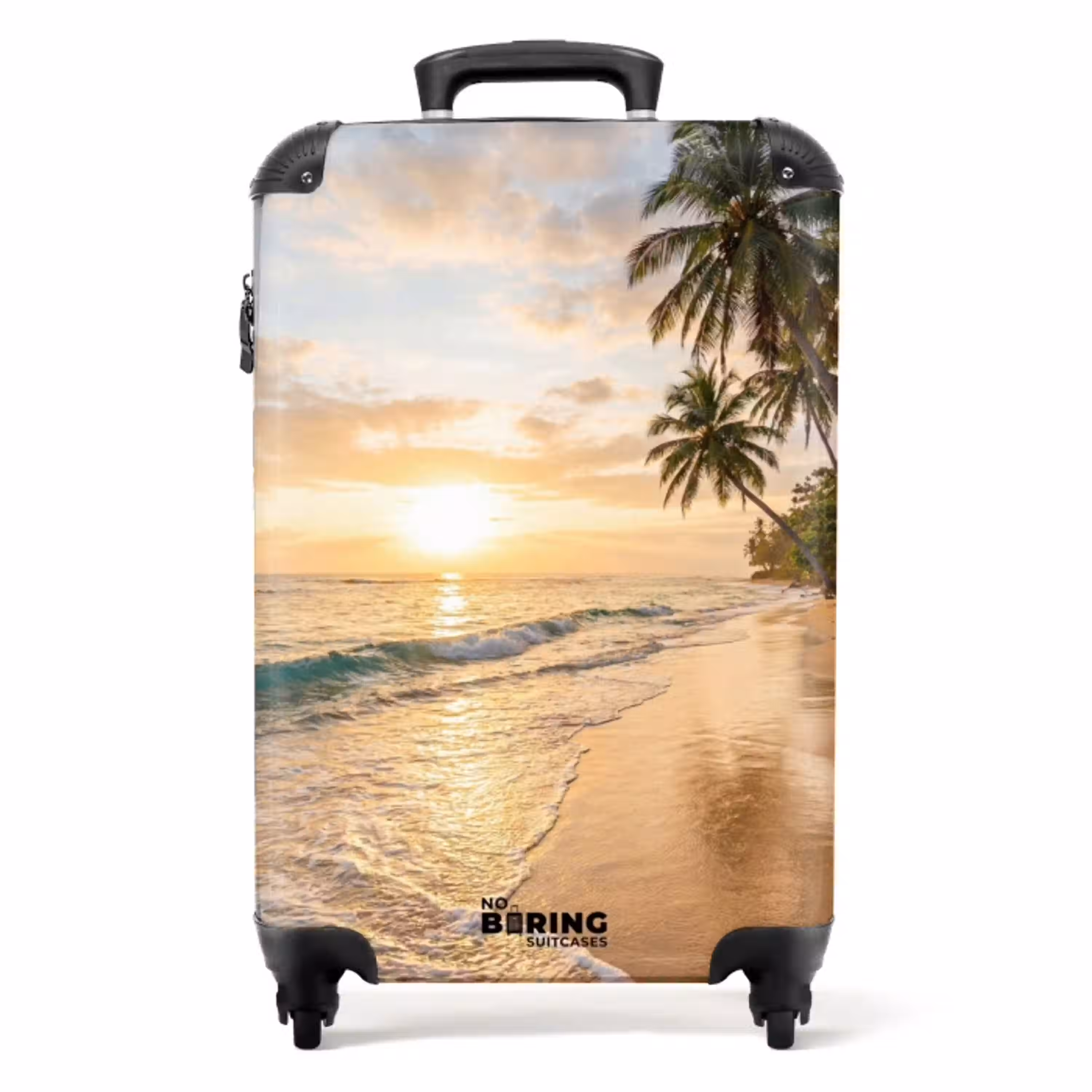 Strand - Zonsondergang - Tropisch - Natuur - Goud NBS - Handbagage koffer - Volwassenen Unisex middel -productfoto_recht