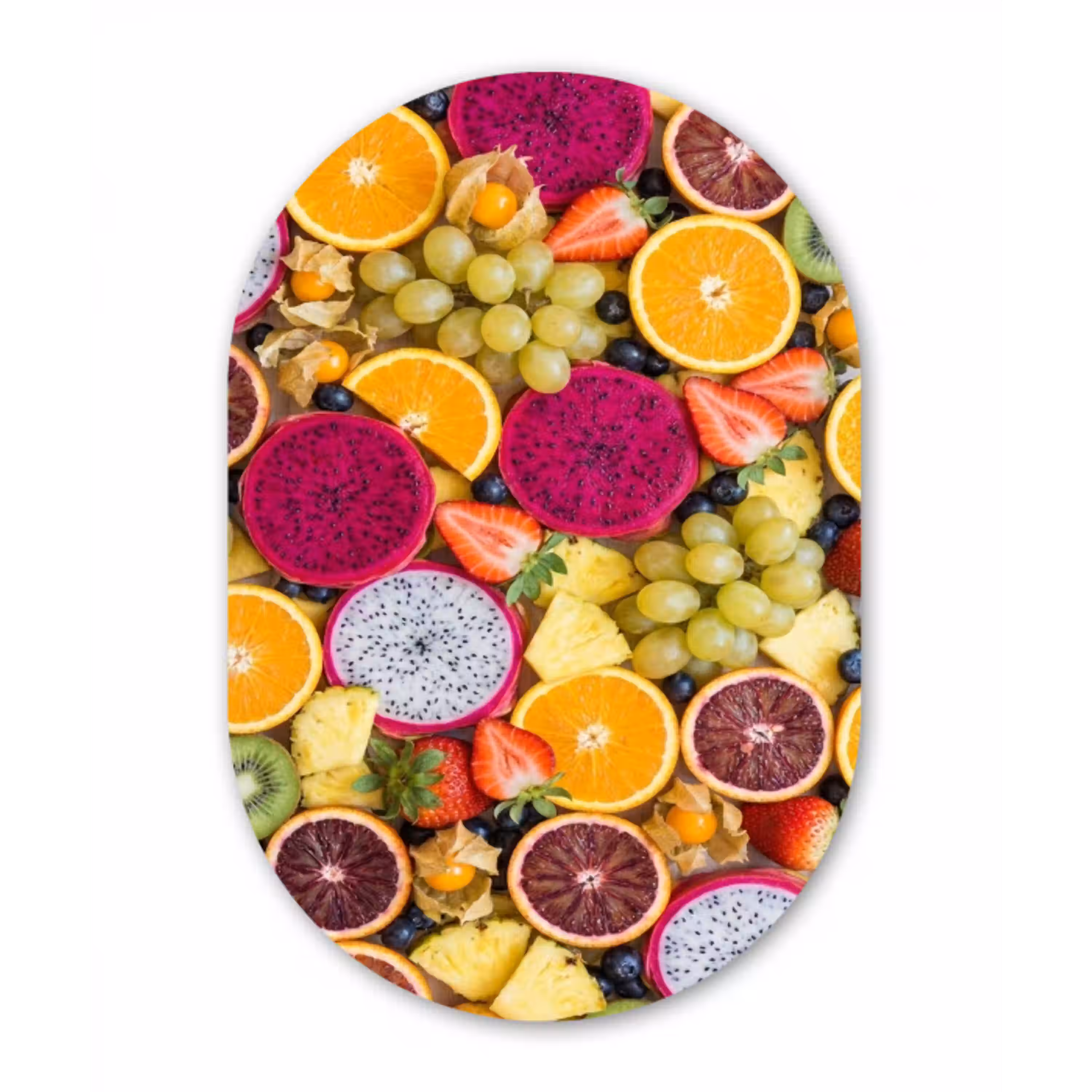 Fruit - Assortiment - Kleurrijk - Gezondheid Wandcirkel Ovaal Aluminium middel -3d