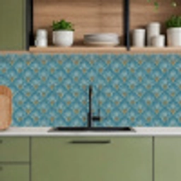 Symmetrisch - Patroon - Blauw keuken achterwand 2 middel 871 -sfeer3