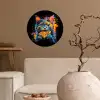 Kat - Graffiti - Kleurrijk - Wafel - Eten Wandcirkel behangsticker klein -sfeer1