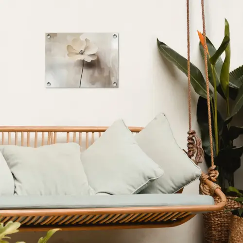 Bloem - Beige - Verf - Schaduw tuinposter los doek klein -sfeer7