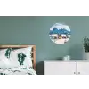 Winter - Huisje - Bergen - Uitzicht - Sneeuw Wandcirkel aluminium klein -slaapkamer