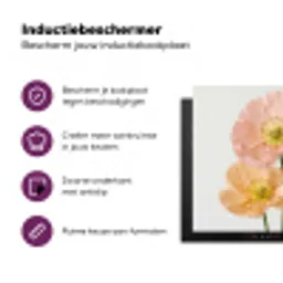 Papavers - Botanisch - Roze Inductie beschermer vinyl 3mm middel -zzzzzzz-cc-usp
