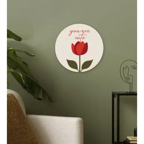 Roos - Rood - Bloem - Valentijn Wandcirkel kunststof plaat 5mm dik klein -sfeer3