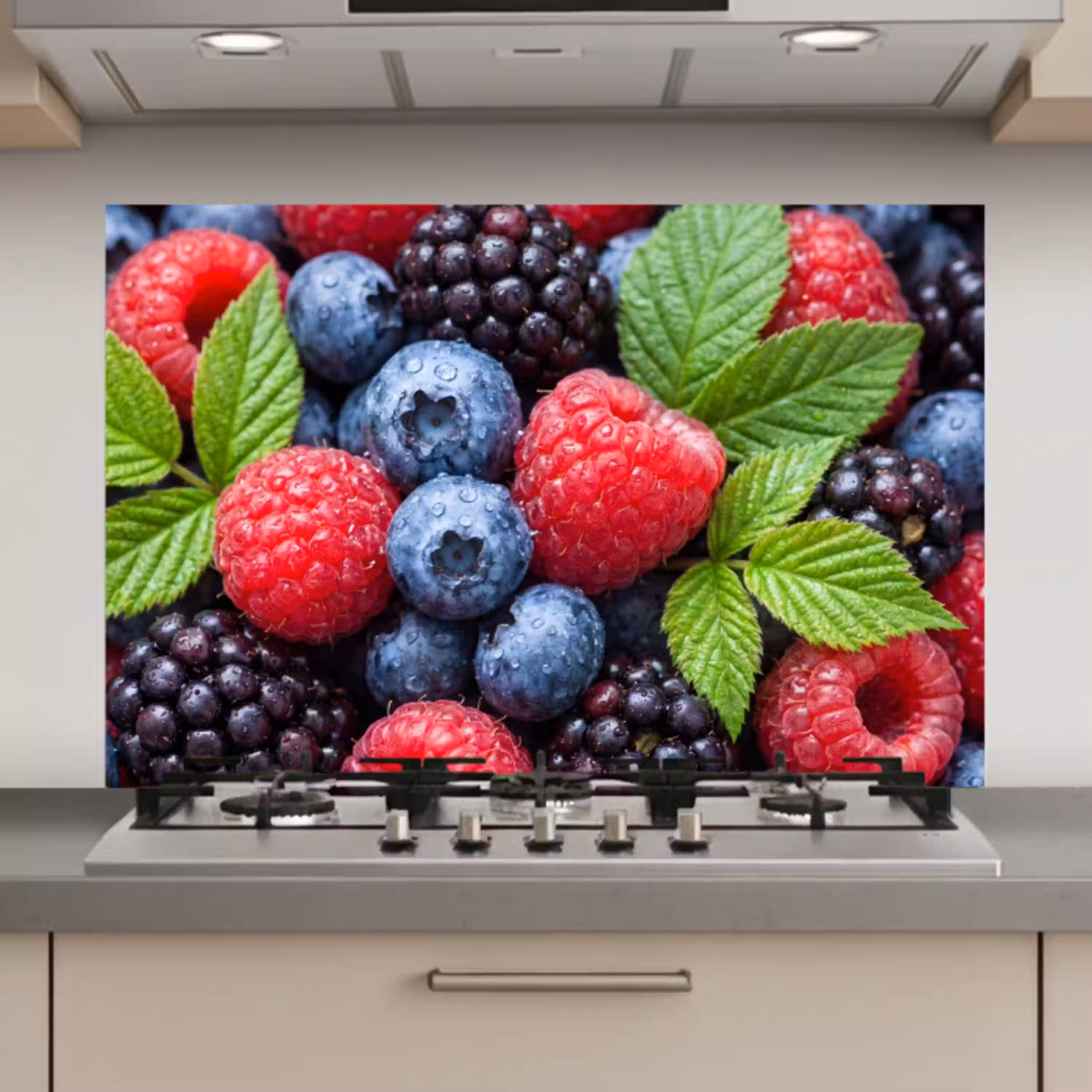 Bessen - Vers - Waterdruppels - Kleurrijk - Eten keuken achterwand spatscherm klein -3d_website