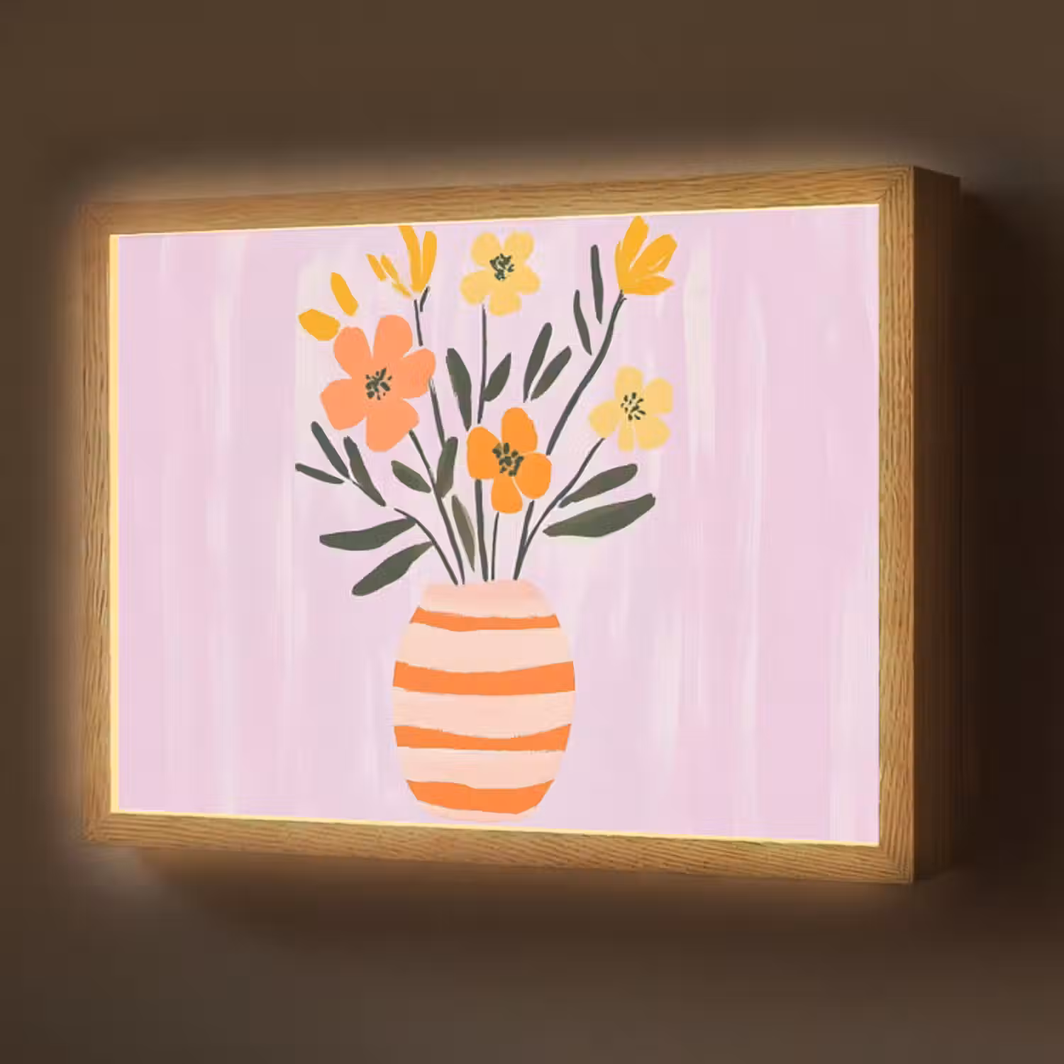 Lightbox - Wandlamp - Vaas - Gestreept - Bloemen - Oranje