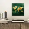 Wereldkaart - Groen - Goud aluminium wit klein -sfeer1