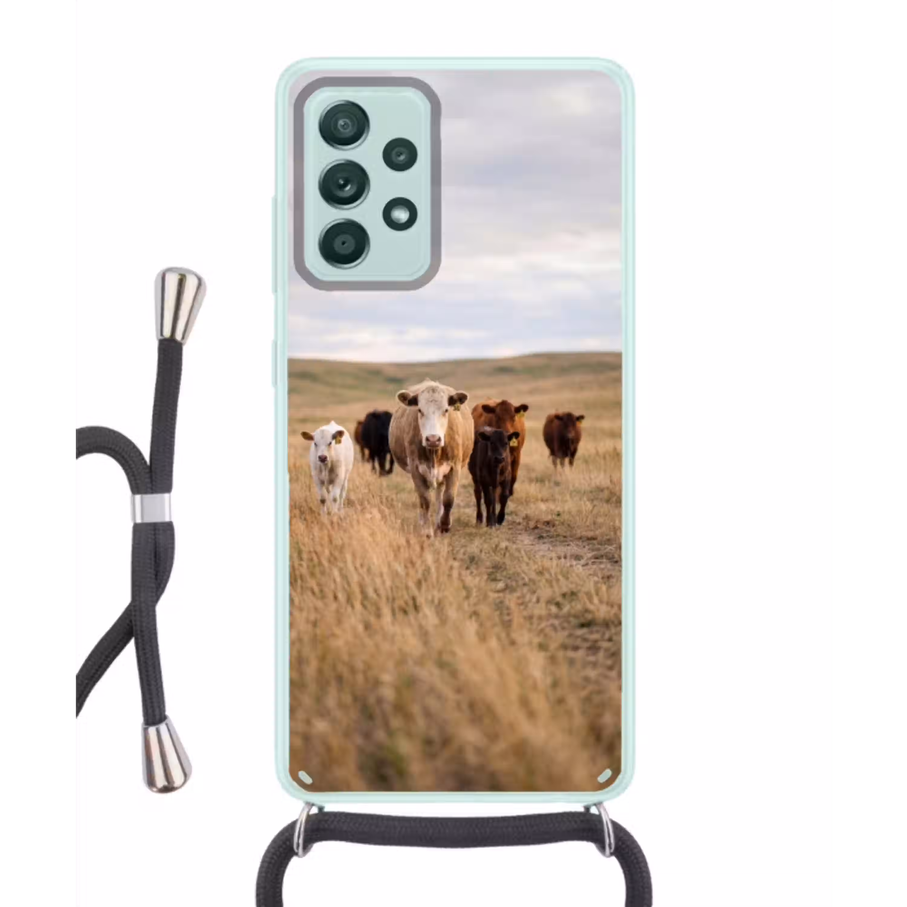 Runderen - Kudde - Landschap - Weide - Rustig Hoesje Samsung Galaxy A52 met koord klein -3d
