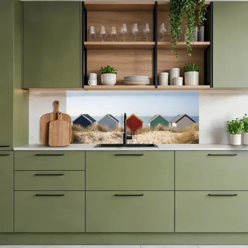 Strand - Huisjes - Kleurrijk - Duinen keuken achterwand 2 middel -sfeer3