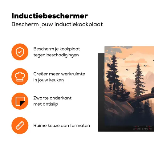 Beren - Bomen - Landschap - Zonsondergang Inductie beschermer vinyl 3mm klein -zzzzzzz-td-ups
