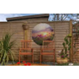Bloemen - Roze - Zonsondergang - Natuur - Weide - Horizon Wandcirkel tuinposter met ringen klein -buiten3