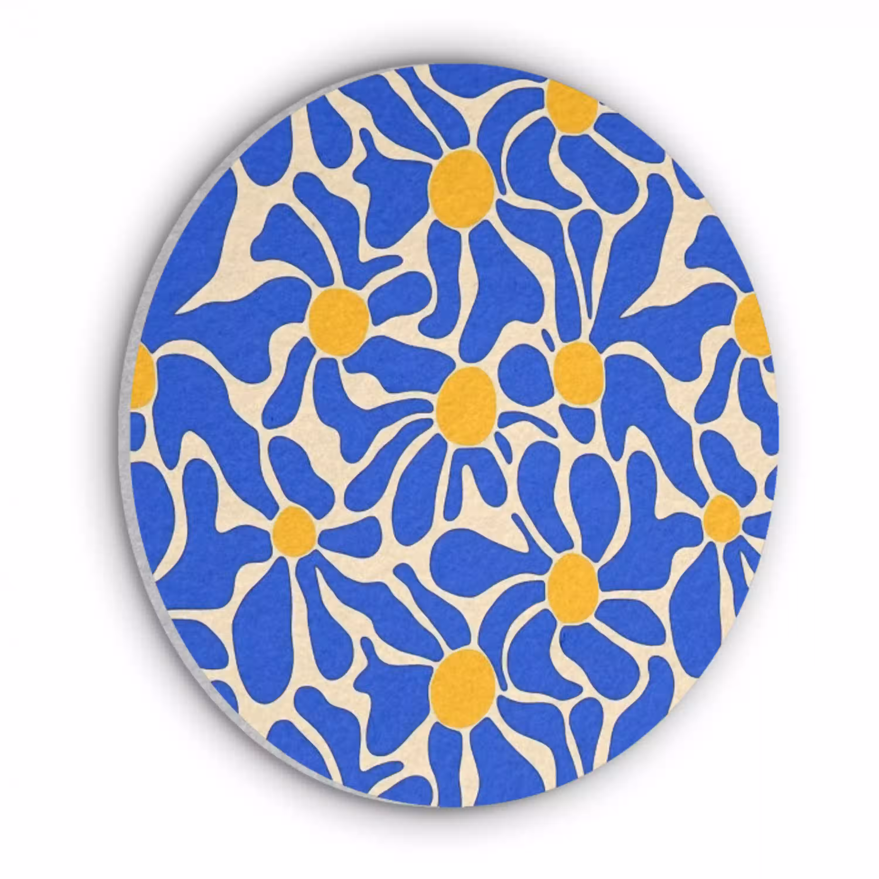 Abstract - Bloem - Blauw Akoestische PET Vilt - Rond klein 838 -3d