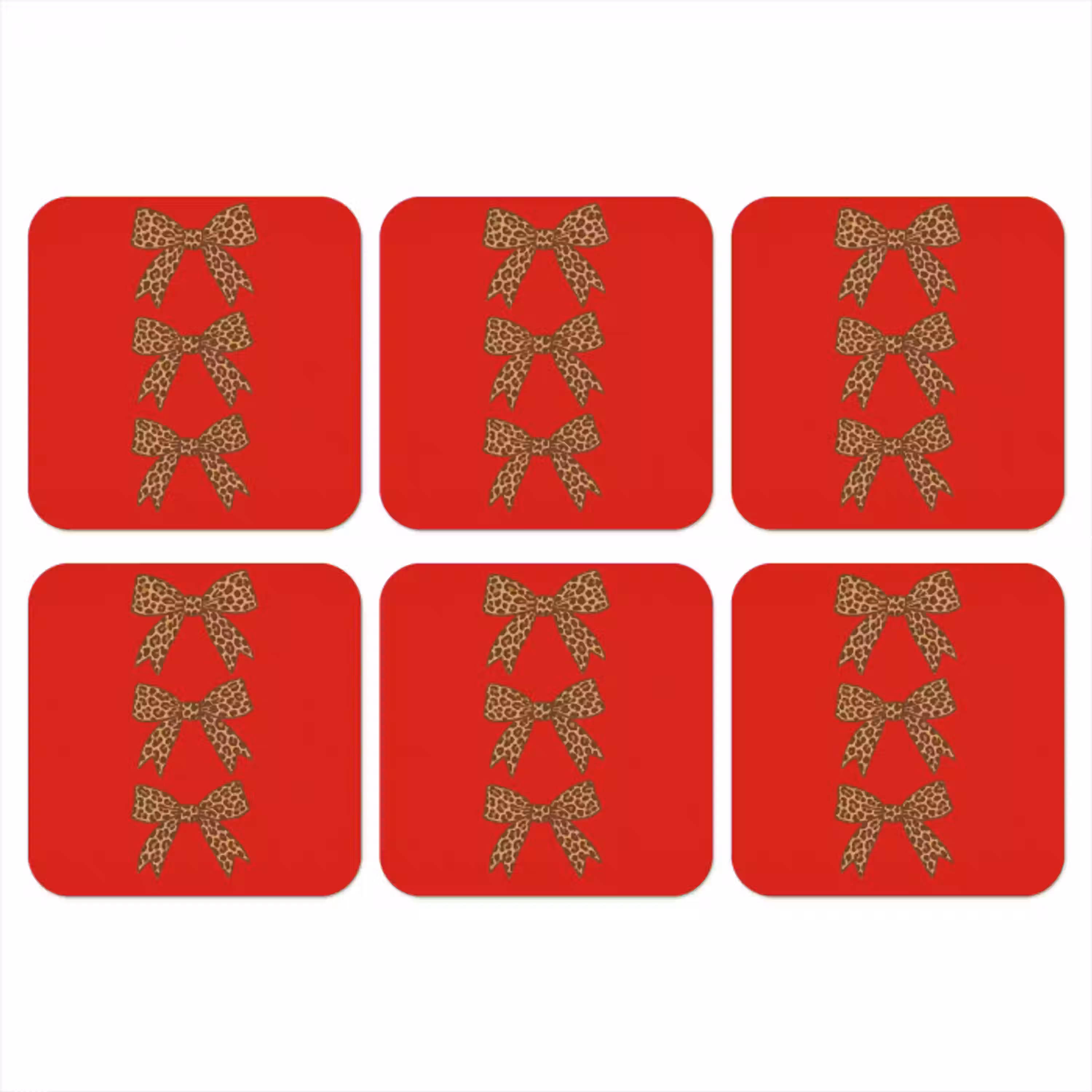 Strikken - Panterprint - Rood onderzetter kurk middel -3d