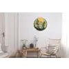 Bloemen - Bladeren - Zon - Groen Wandcirkel aluminium klein -woonkamer