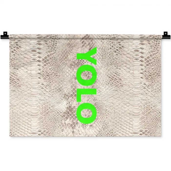YOLO - Groen - Neon - Slangenprnt Wandkleed katoen klein -zz3d