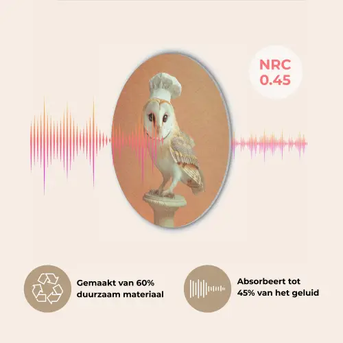 Kerkuil - Koksmuts - Oranje - Vogel Akoestische PET Vilt - Rond klein -USP_NL