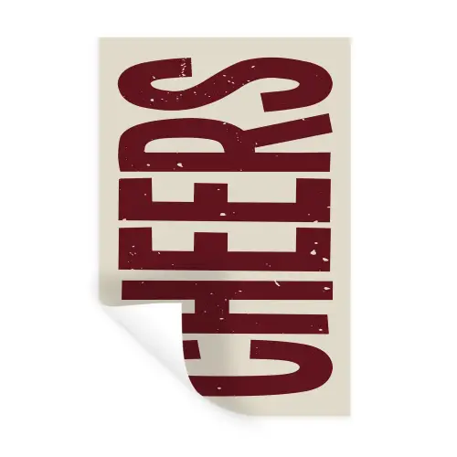 Red - Cheers - Decoratie - Beige Muursticker klein -3d