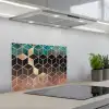 Abstract - Kubus - Goud - Patronen - Luxe keuken achterwand spatscherm klein -3d_schuin