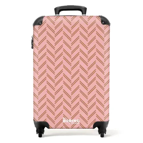 Visgraatmotief met roze en bruintinten NBS - Handbagage koffer - Kinderen Unisex middel -productfoto_recht