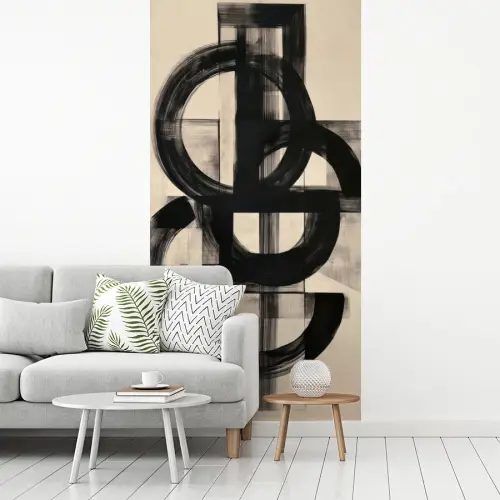 Cirkels - Lijnen - Vormen - Zwart fotobehang vinyl groot -woonkamer