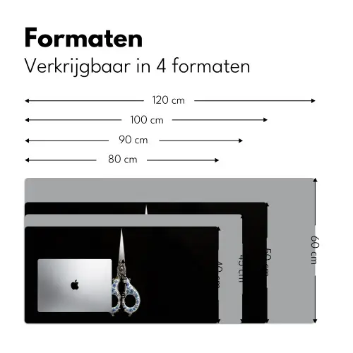 Schaar - Delfts blauw - Zwart Muismat XXL klein -sfeer5