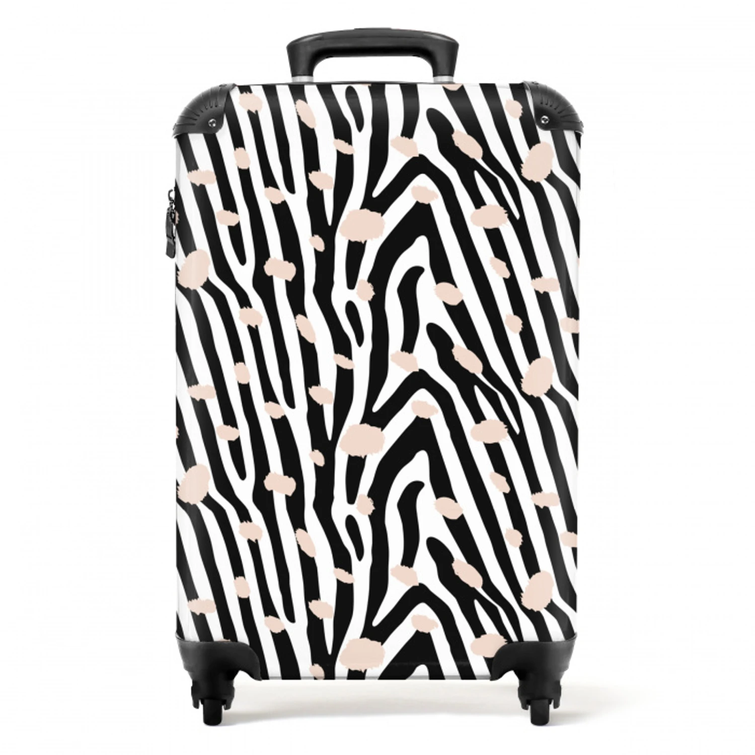 Patronen - Zwart - Wit - Minimalisme NBS - Handbagage koffer - Unisex middel -productfoto_recht