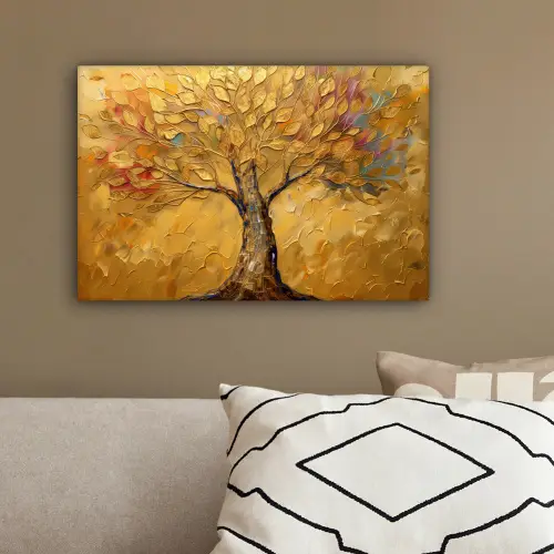 Goud - Boom - Abstract - Modern canvas 2cm klein -sfeer3