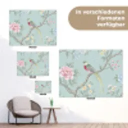 Vogel - Bloemen - Kleurrijk tuinposter los doek klein -Xsfeer9_DE