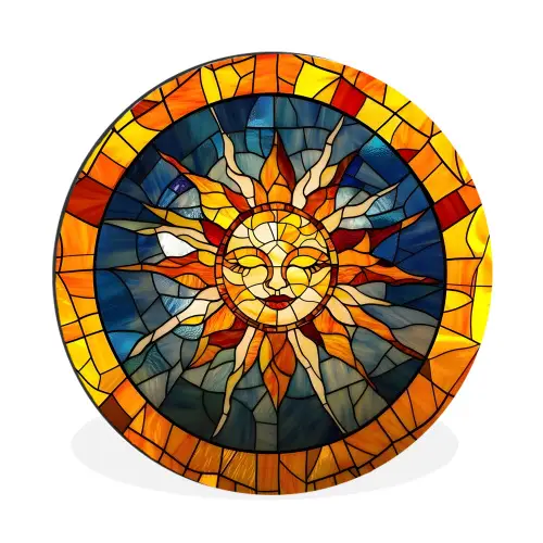 Mozaïek - Zon - Geel - Cirkel Wandcirkel aluminium klein -3d