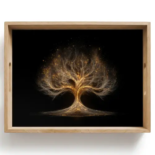 Lichtjes - Boom - Abstract - Zwart Dienblad Rechthoek middel -z3d_shopping