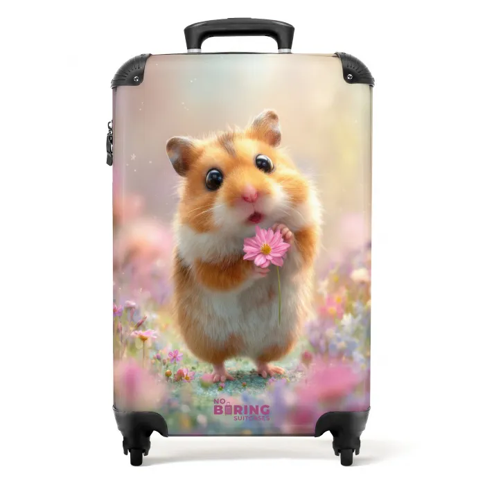 Hamster omringd door bloemen NBS - Handbagage koffer - Kinderen Unisex middel -productfoto_recht