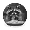 Wasbeer - Cute - Pasta - Tafelkleed - Zwart - Wit Wandcirkel aluminium klein -3d
