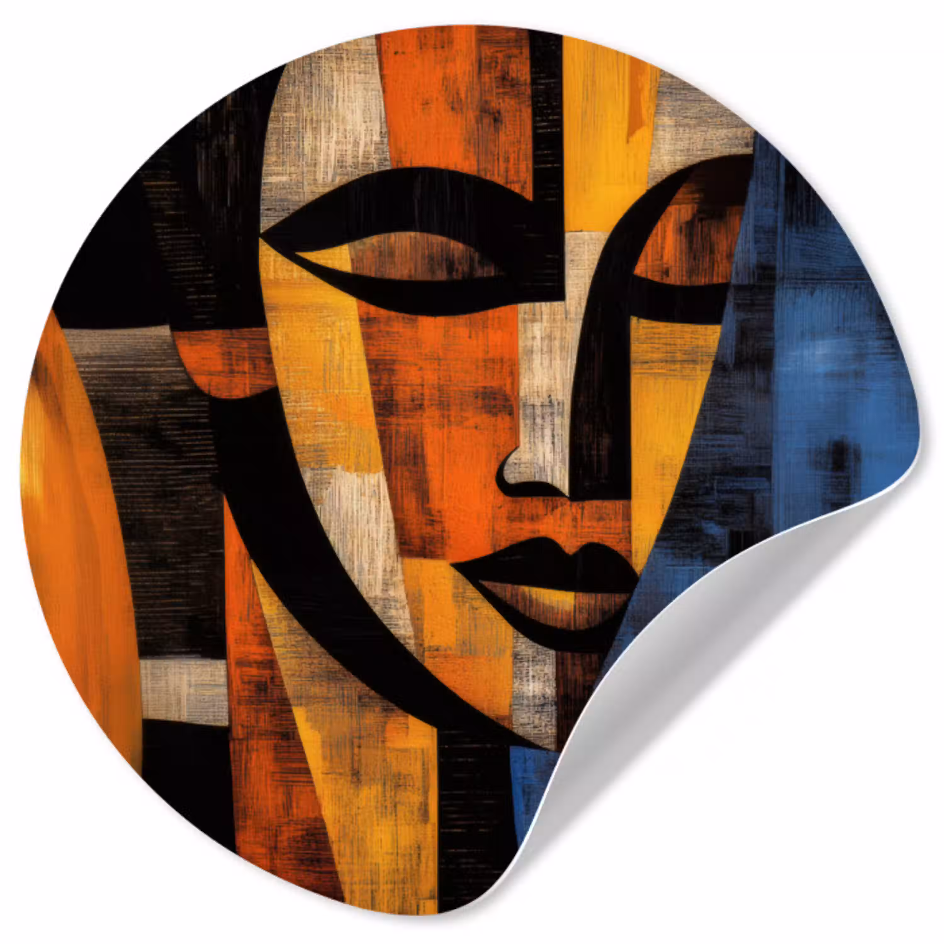 Abstract - Portret - Kleurvakken Wandcirkel behangsticker klein -3d