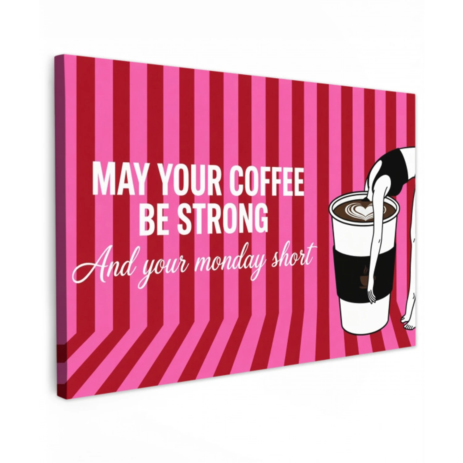 Roze - Strepen - Koffie - Maandag canvas 2cm klein -z3d