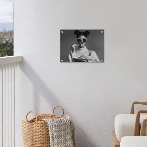 Vrouw - Pasta - Zonnebril tuinposter los doek klein -sfeer8