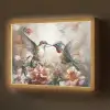 Kolibrie - Vogels - Bloemen - Natuur Light Box met batterij (Wandlamp) middel -z3d_website