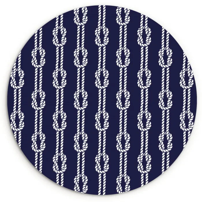 Oceaan - Touw - Blauw - Wit Wandcirkel kunststof plaat 5mm dik klein 188 -3d
