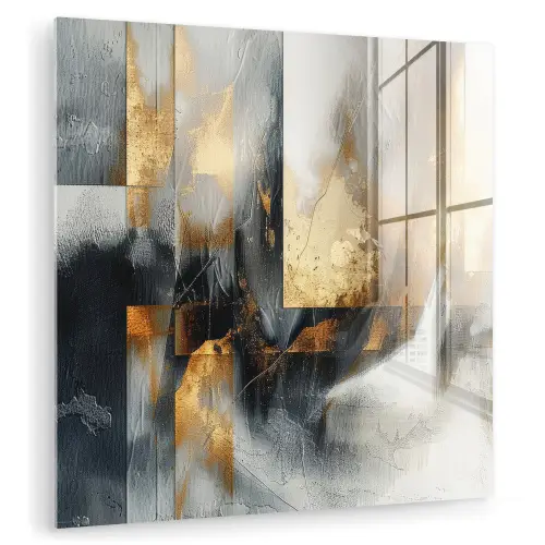 Kunst - Goud - Zilver - Abstract plexiglas 5mm klein -zzzproduct_nieuw
