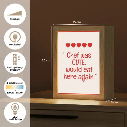 Tekst - Rood - Hartjes Light Box met kabel (Tafellamp) klein -USP_NL