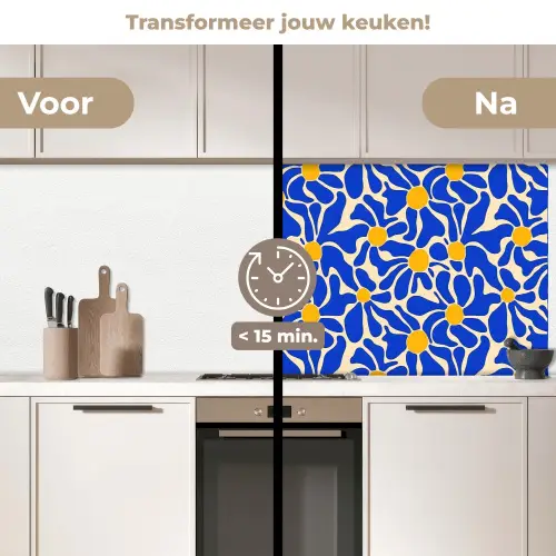 Abstract - Bloem - Blauw keuken achterwand 2 middel 871 -voor-na2_NL
