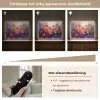 Bloemen - Paars - Kleurrijk - Handgeschilderd - Kunst Light Box met batterij (Wandlamp) middel -USP_dimbaarNL