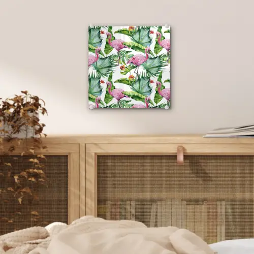 Inductie beschermer - Flamingo - Bladeren - Afdekplaat voor kookplaat - Tropisch plexiglas 5mm klein -sfeer4