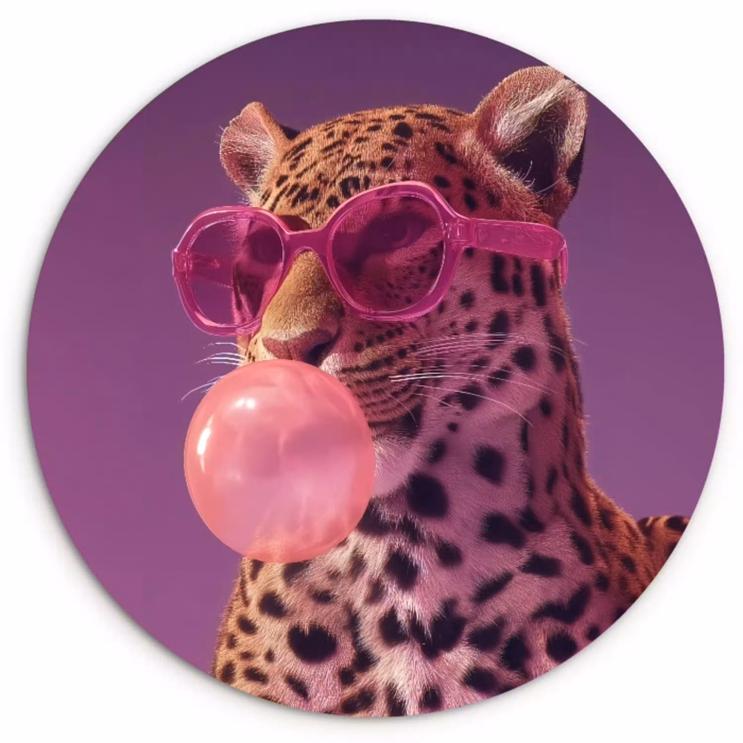 Panter - Zonnebril - Kauwgombel - Roze Wandcirkel plexiglas klein -3d