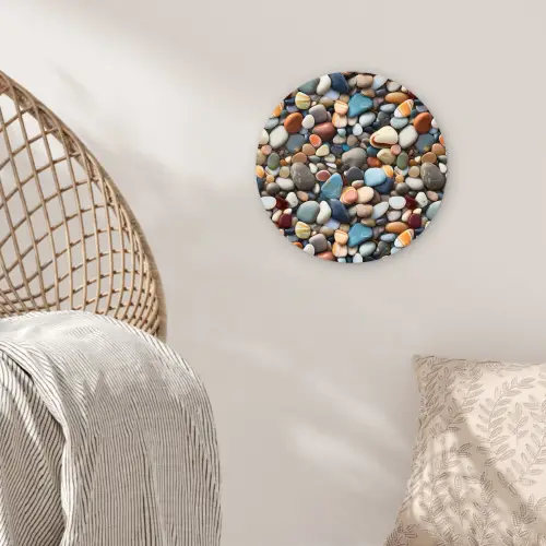 Kleuren - Strepen - Kiezels Wandcirkel plexiglas klein 852 -sfeer5
