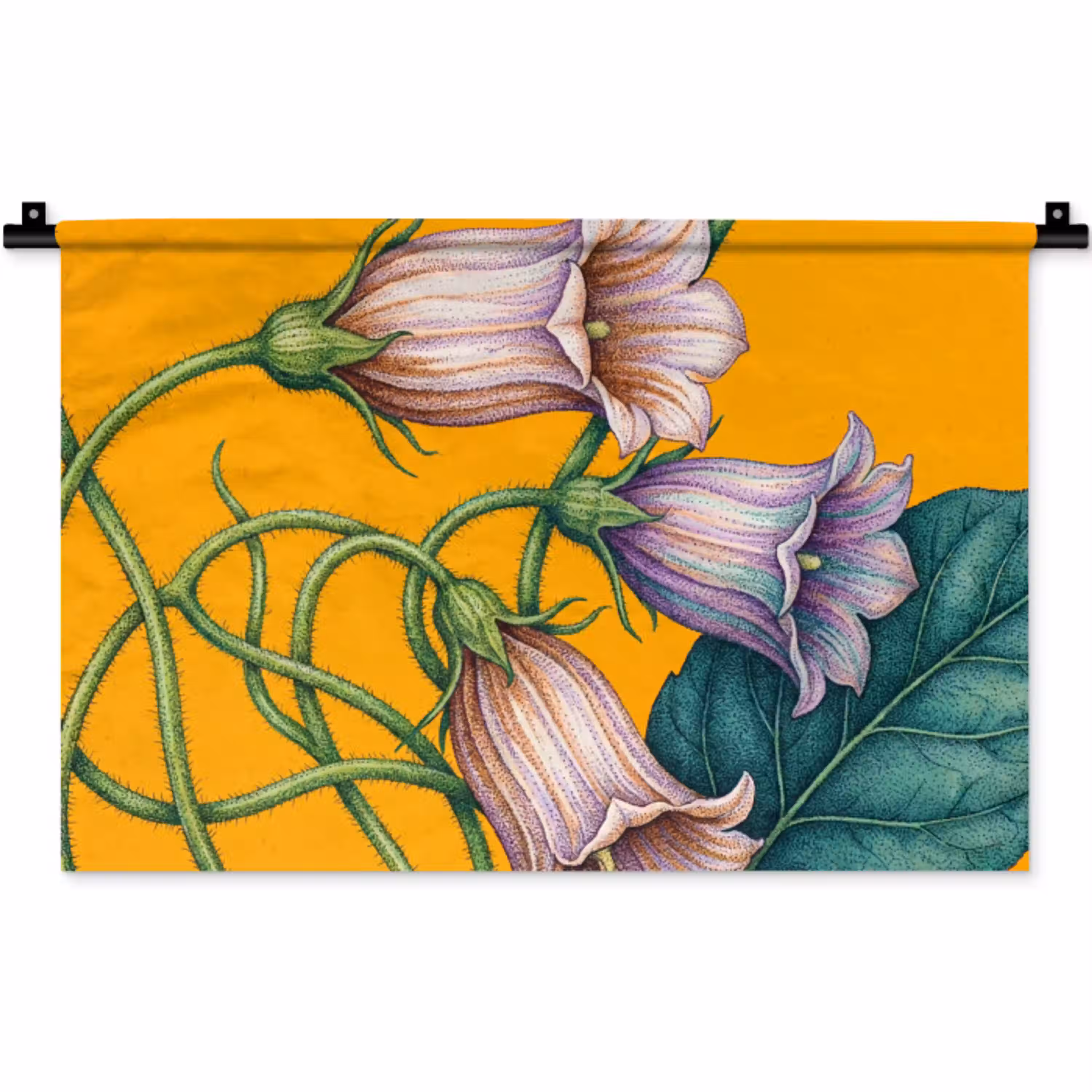 Bloemen - Botanisch - Geel Wandkleed katoen klein -zz3d