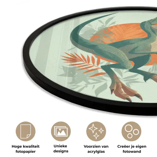 Dino - Bladeren - Grafisch - Groen Fotolijst rond zonder passe partout klein -closeup_NL