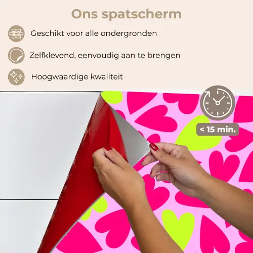 Patroon - Hart - Roze - Groen keuken achterwand spatscherm klein 900 -spatscherm_NL