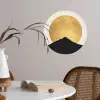 Bergsilhouetten - Gouden cirkel - Beige Wandcirkel behangsticker klein -sfeer3